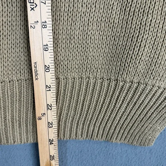 Alex Mill Wallace Sweater Jacket XL Vintage Khaki Chunky Ribbed Cotton Full Zip - Picture 7 of 8